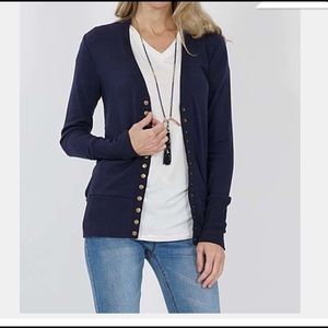 NWT Red, Rust Sz L Snap Button Layering Minimalist Cardigan